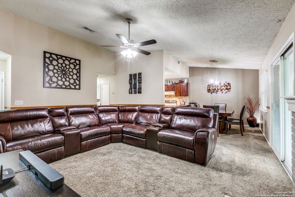 Dining room, Fireplace, Interior, Living room, Pendant Lights