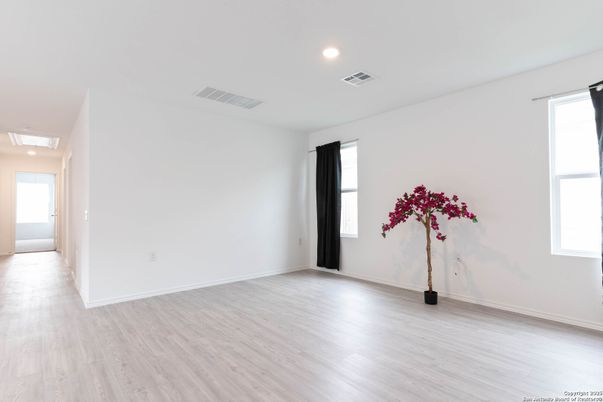 Empty room, Interior, Recessed Lighting, Wood Texture Flooring