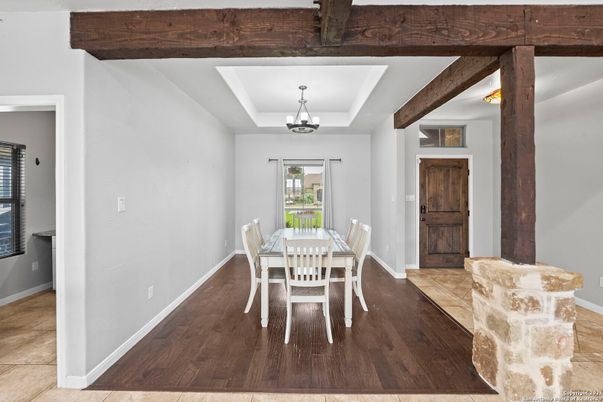 Dining room, Interior, Wooden Beams, Wood Texture Flooring