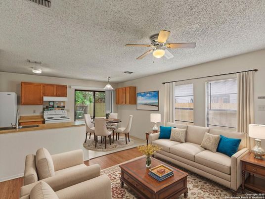 Dining room, Interior, Kitchen, Living room, Pendant Lights, Wood Texture Flooring