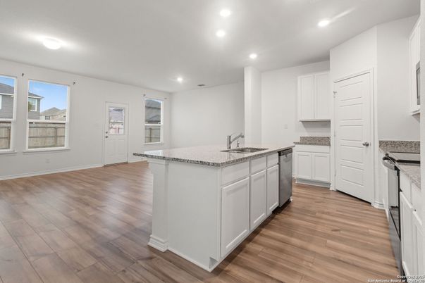 Interior, Kitchen, Recessed Lighting, Wood Texture Flooring