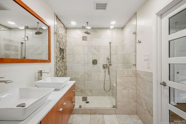 Bathroom, Glass Shower, Interior, Recessed Lighting