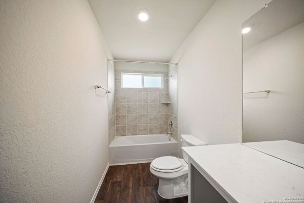 Bathroom, Interior, Recessed Lighting, Wood Texture Flooring