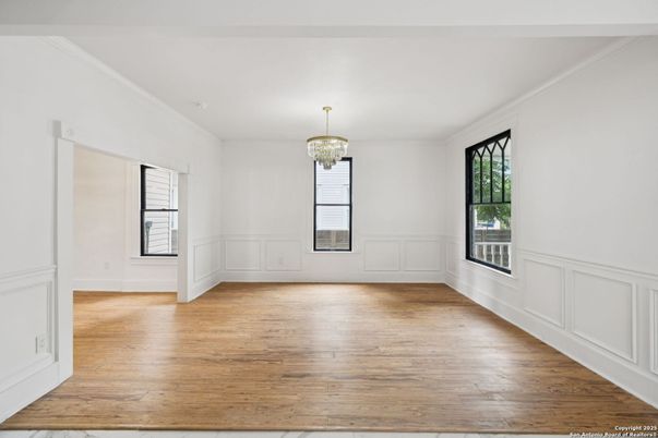 Chandelier, Empty room, Interior, Wood Texture Flooring