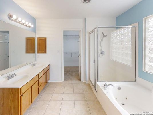 Bathroom, Dual Sink Vanities, Glass Shower, Interior
