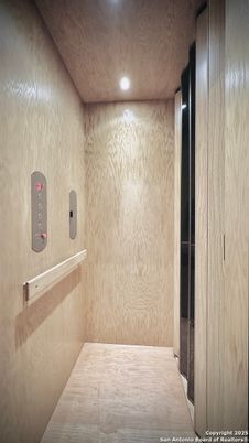 Elevator, Interior, Recessed Lighting, Wooden Walls