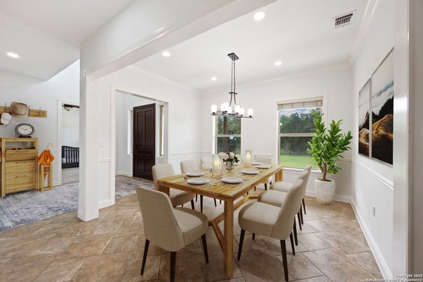 Chandelier, Dining room, Interior, Recessed Lighting