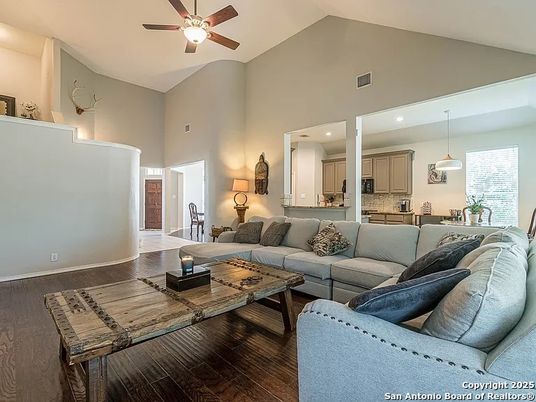 Interior, Kitchen, Living room, Pendant Lights, Recessed Lighting, Wood Texture Flooring