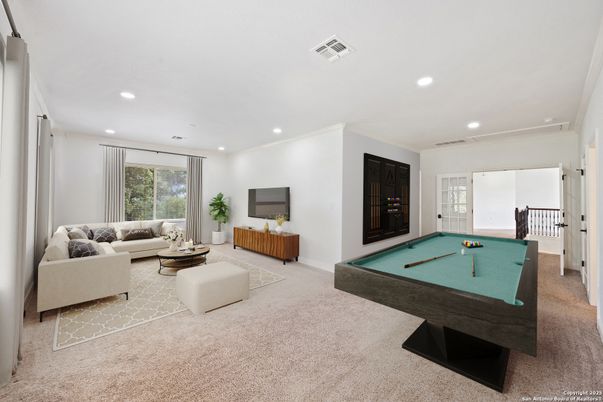 Billiard Table, Game Room, Interior, Living room, Recessed Lighting