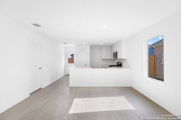 Interior, Kitchen, Recessed Lighting, Wood Texture Flooring