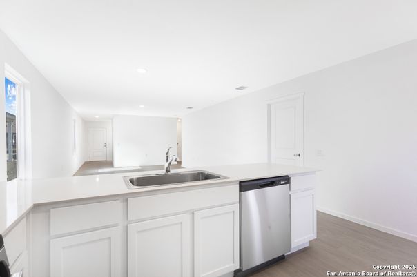 Interior, Kitchen, Recessed Lighting, Wood Texture Flooring