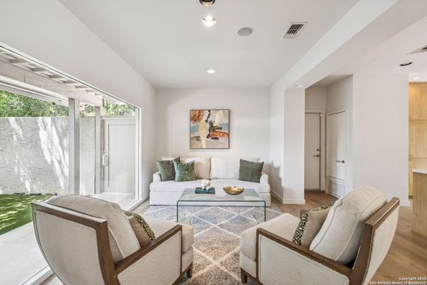 Interior, Living room, Recessed Lighting, Wood Texture Flooring
