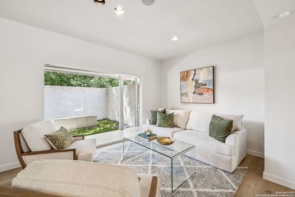 Interior, Living room, Recessed Lighting, Wood Texture Flooring