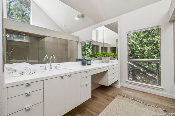 Bathroom, Dual Sink Vanities, Interior, Wood Texture Flooring