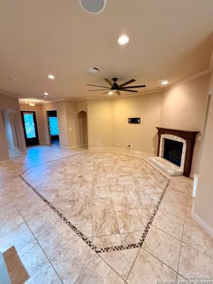 Empty room, Fireplace, Interior, Recessed Lighting