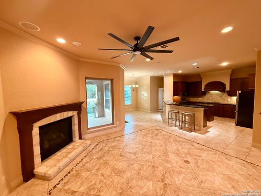 Chandelier, Fireplace, Interior, Kitchen, Recessed Lighting