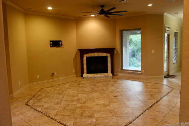 Empty room, Fireplace, Interior, Recessed Lighting