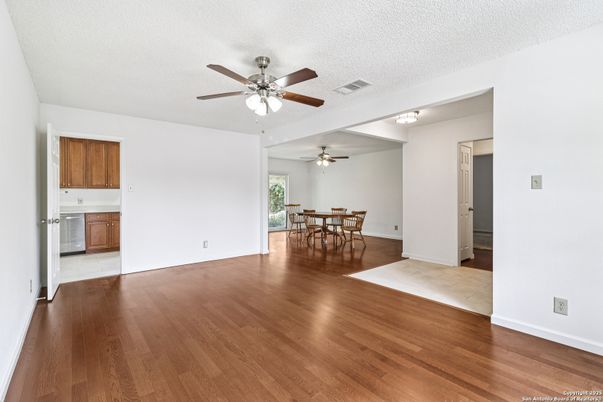 Dining room, Empty room, Interior, Wood Texture Flooring