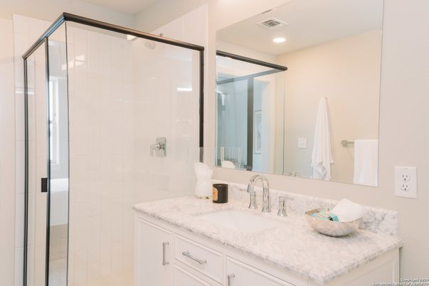 Bathroom, Glass Shower, Interior, Recessed Lighting