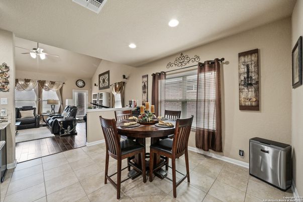 Dining room, Interior, Recessed Lighting, Wood Texture Flooring