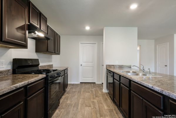 Interior, Kitchen, Recessed Lighting, Wood Texture Flooring
