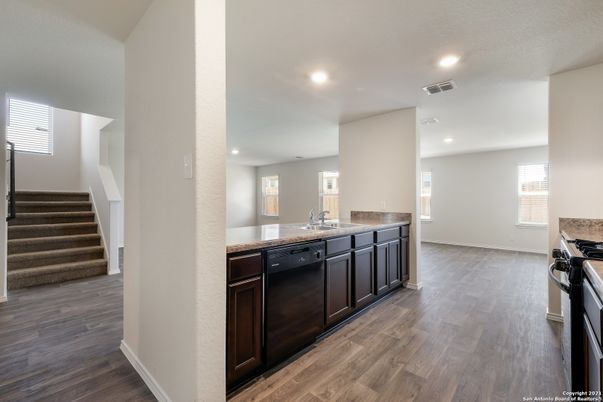 Interior, Kitchen, Recessed Lighting, Wood Texture Flooring