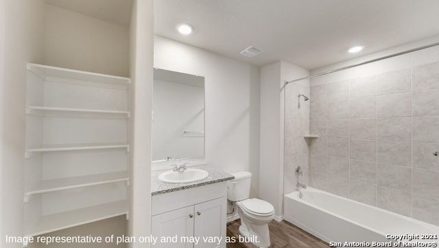 Bathroom, Interior, Recessed Lighting, Wood Texture Flooring
