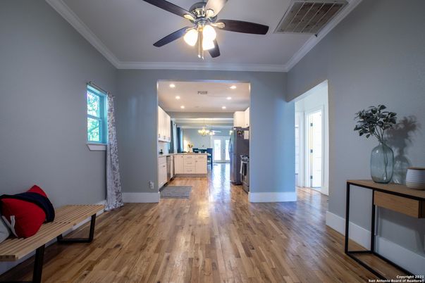 Interior, Kitchen, Pendant Lights, Recessed Lighting, Wood Texture Flooring