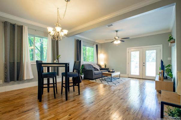 Chandelier, Dining room, Interior, Living room, Wood Texture Flooring
