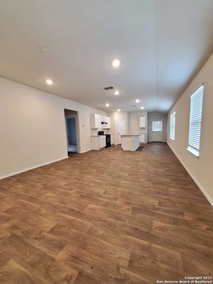 Empty room, Interior, Kitchen, Recessed Lighting, Wood Texture Flooring