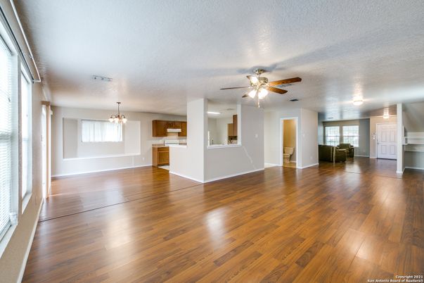Chandelier, Empty room, Interior, Wood Texture Flooring