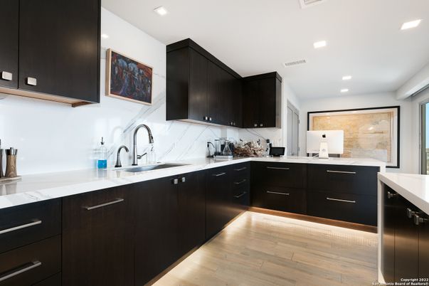 Interior, Kitchen, Recessed Lighting, Wood Texture Flooring