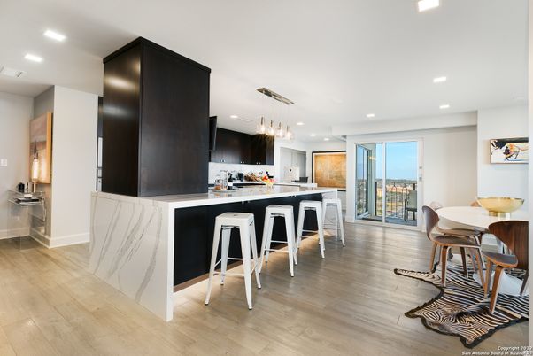 Interior, Kitchen, Pendant Lights, Recessed Lighting, Wood Texture Flooring