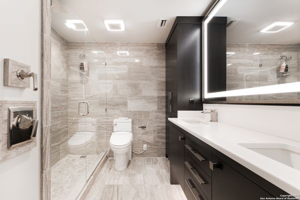 Bathroom, Dual Sink Vanities, Glass Shower, Interior