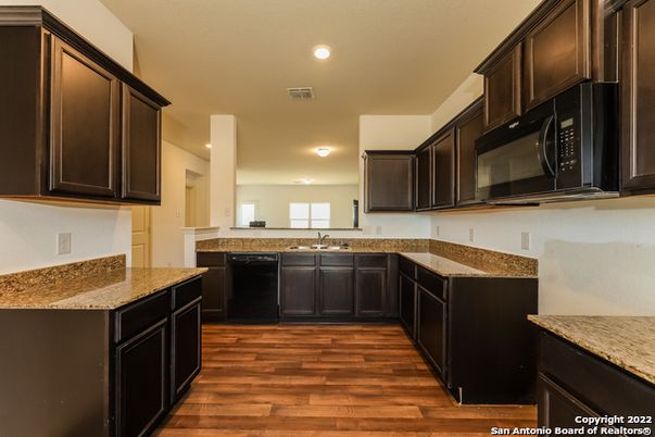 Interior, Kitchen, Recessed Lighting, Wood Texture Flooring