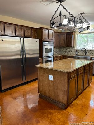 Chandelier, Interior, Kitchen, Stainless Steel Appliances
