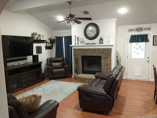 Fireplace, Interior, Recessed Lighting, Wood Texture Flooring