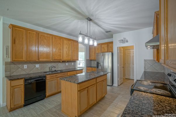 Interior, Kitchen, Pendant Lights, Wood Texture Flooring