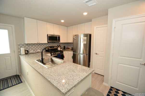 Interior, Kitchen, Recessed Lighting, Wood Texture Flooring