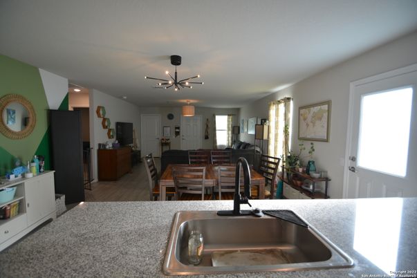 Dining room, Interior, Kitchen, Pendant Lights, Wood Texture Flooring