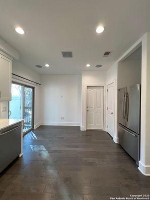 Interior, Kitchen, Recessed Lighting, Wood Texture Flooring