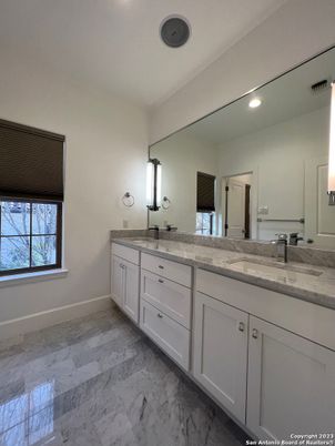 Bathroom, Dual Sink Vanities, Interior, Marble, Recessed Lighting