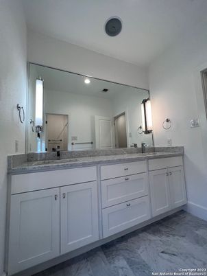 Bathroom, Dual Sink Vanities, Interior, Marble, Recessed Lighting