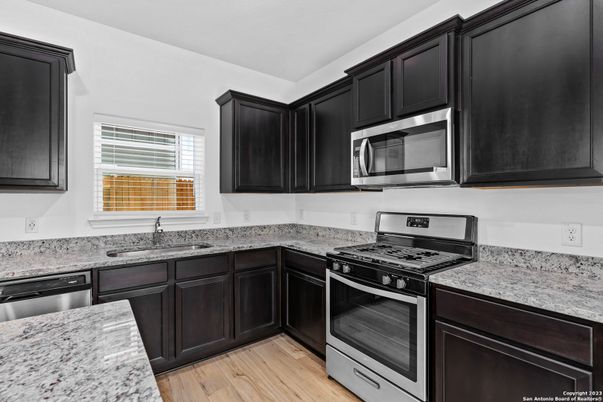 Interior, Kitchen, Stainless Steel Appliances, Wood Texture Flooring