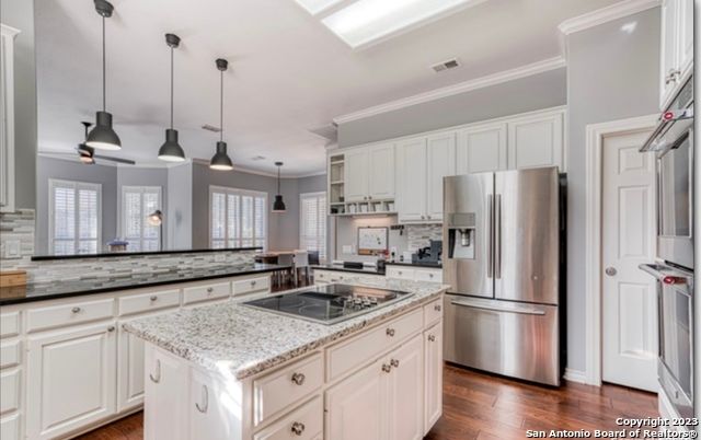 Interior, Kitchen, Pendant Lights, Stainless Steel Appliances, Wood Texture Flooring