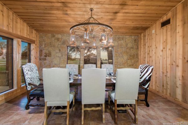 Dining room, Interior, Pendant Lights, Wooden Ceilings, Wooden Walls