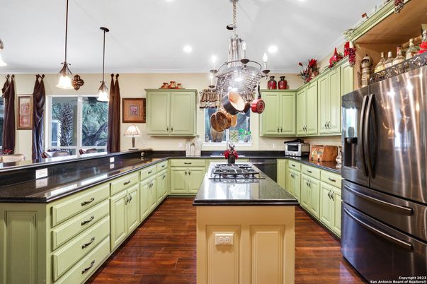 Interior, Kitchen, Pendant Lights, Recessed Lighting, Wood Texture Flooring