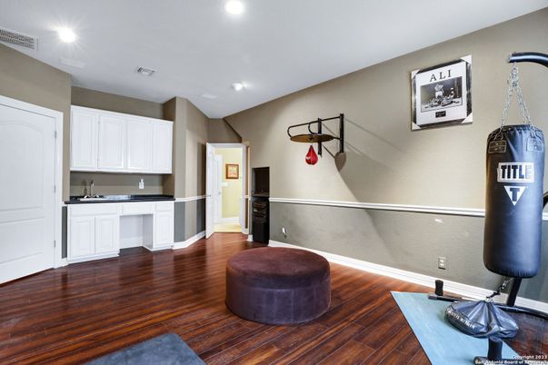Interior, Kitchen, Recessed Lighting, Wood Texture Flooring