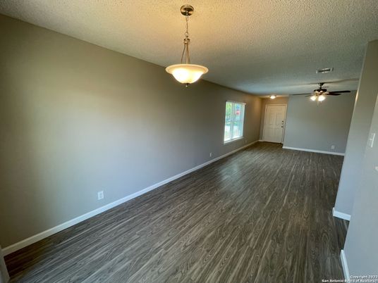 Empty room, Interior, Pendant Lights, Wood Texture Flooring
