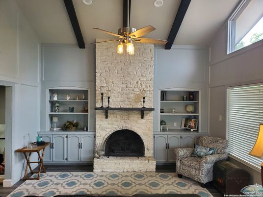 Fireplace, Interior, Stone Walls, Wooden Beams